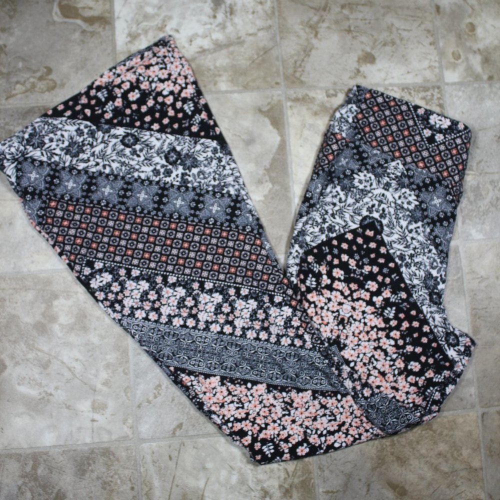 Pink Patterned Bell Bottom Pants